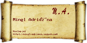 Mingl Adriána névjegykártya